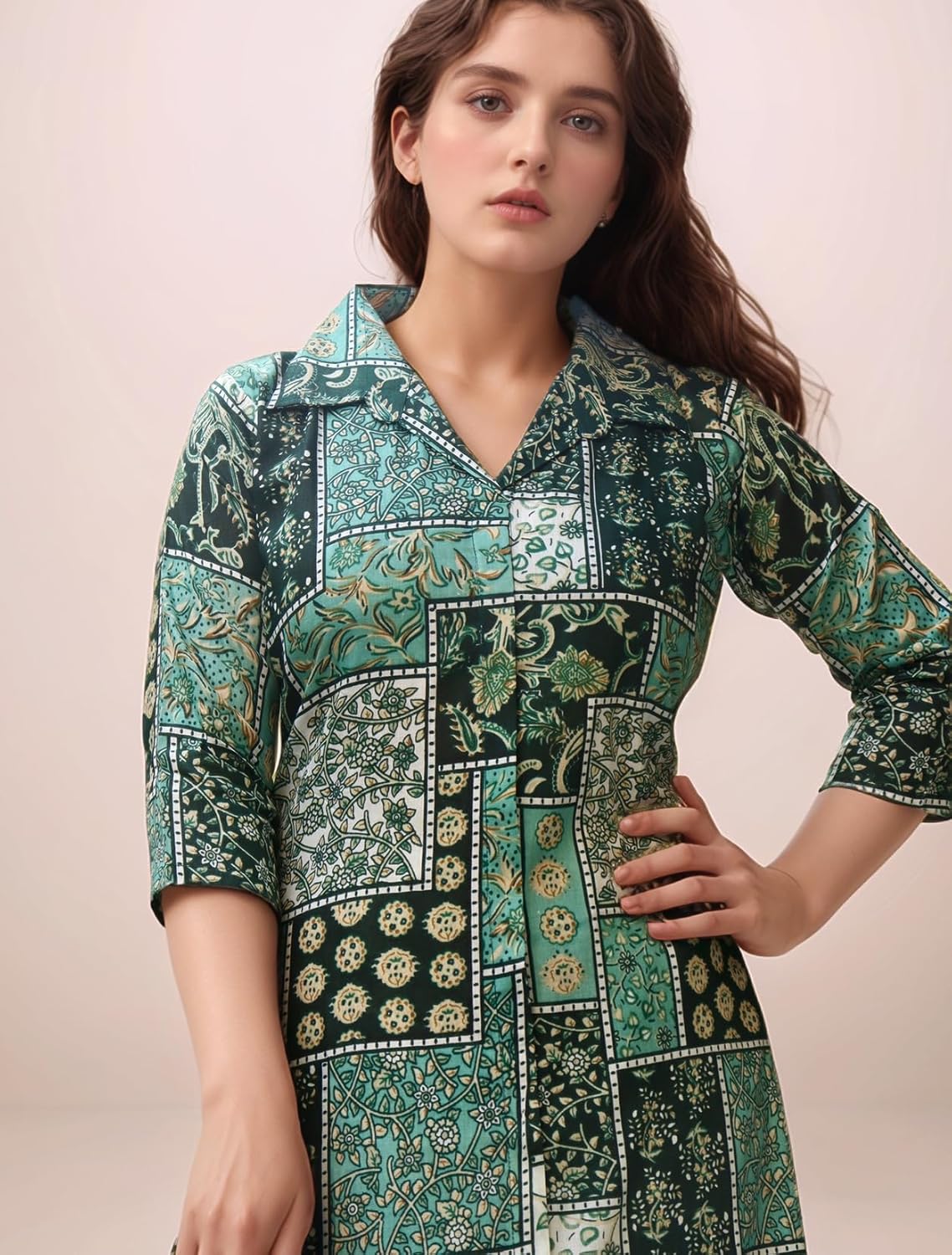 Women's Cotton Blend Floral Printed A-line Kurta