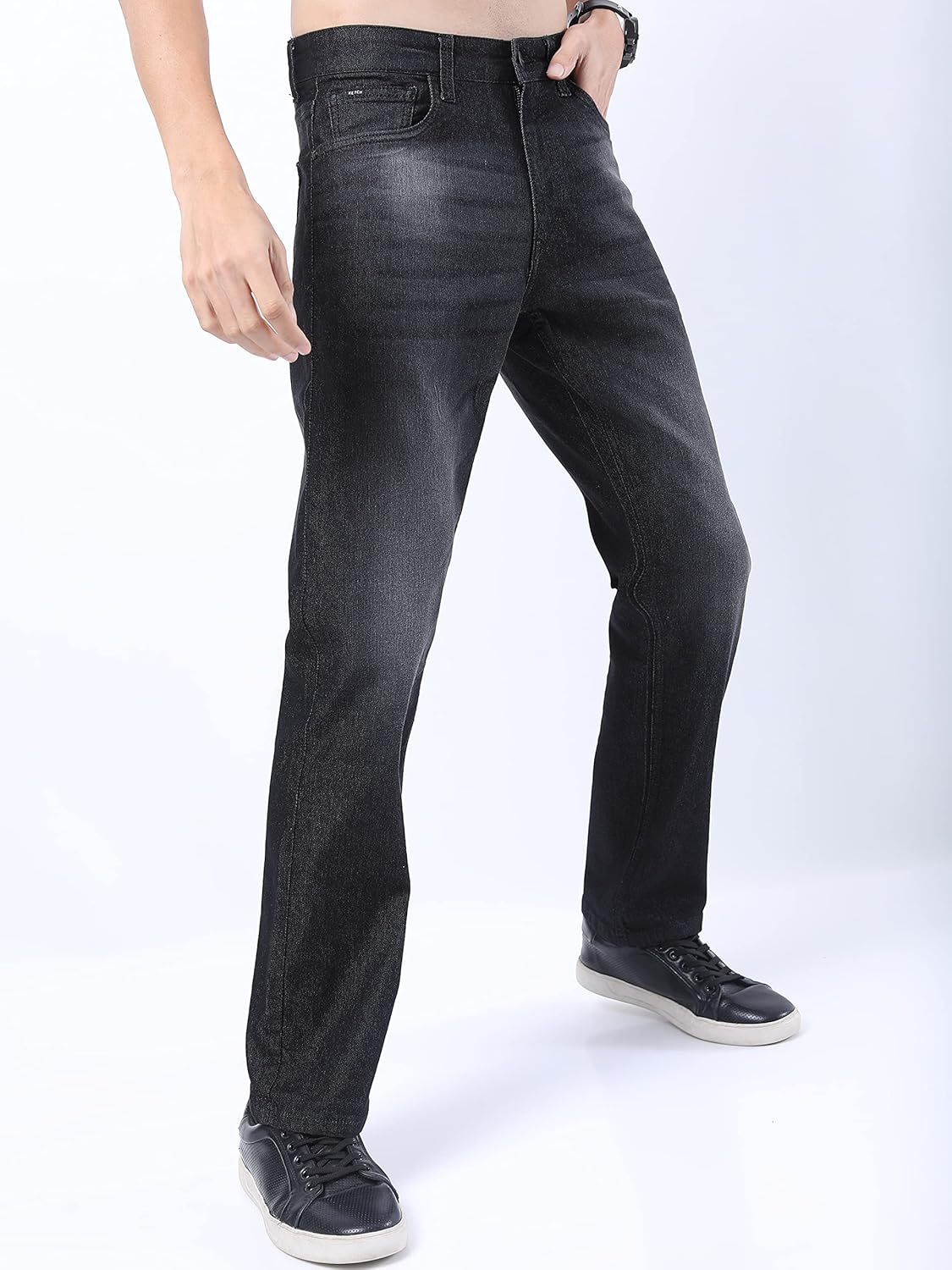 KETCH Men's Straight Fit Mid Rise Jeans (Stretchable)