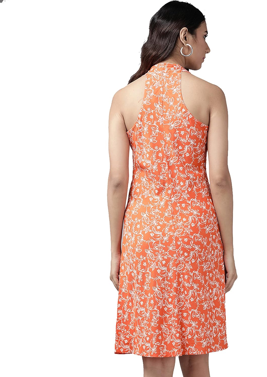 Women's Cotton Floral Printed A-Line Knee-Length Dress for Women