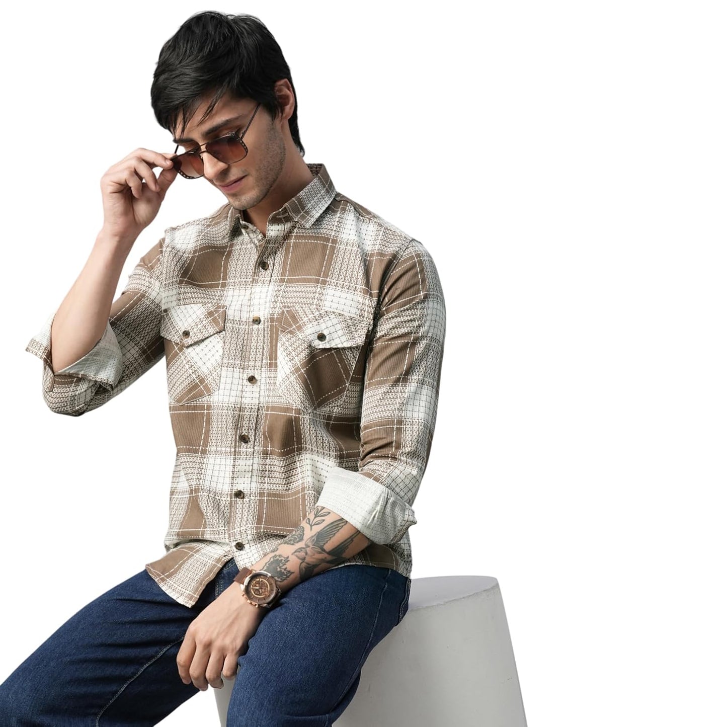 Exclusive Checked Double Pocket Full Sleeves Shirt
