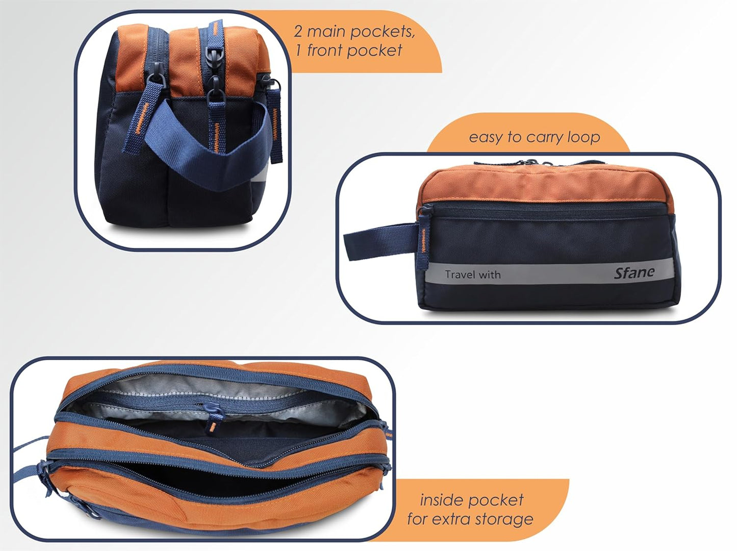 Sfane Toiletry Bag for Men & Women Makeup Pouch