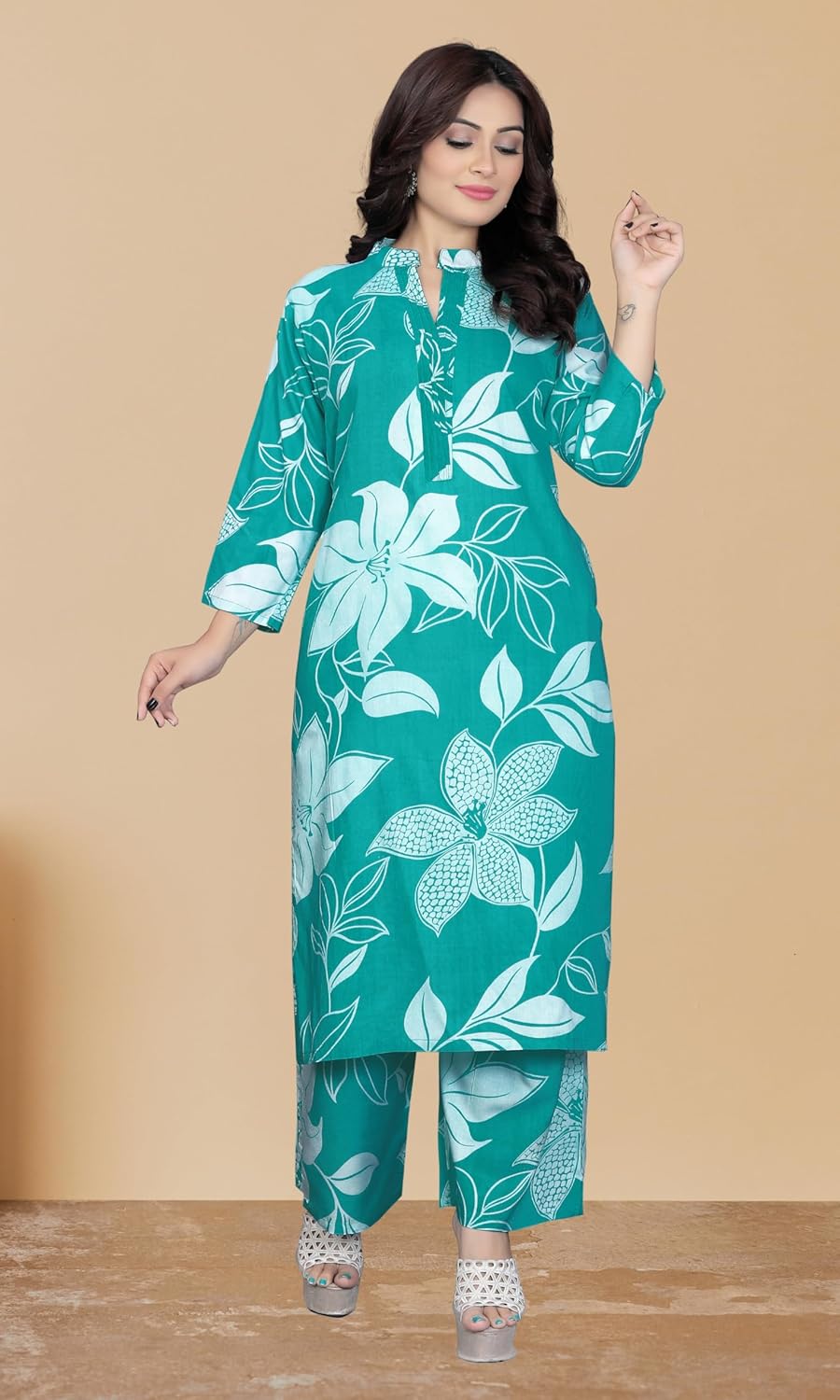Women's Rayon Viscose Floral Print Kurta Palazzo