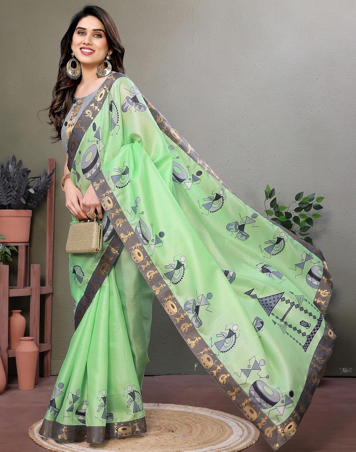 Yashika Women's Printed Kalamkari Art Silk Saree