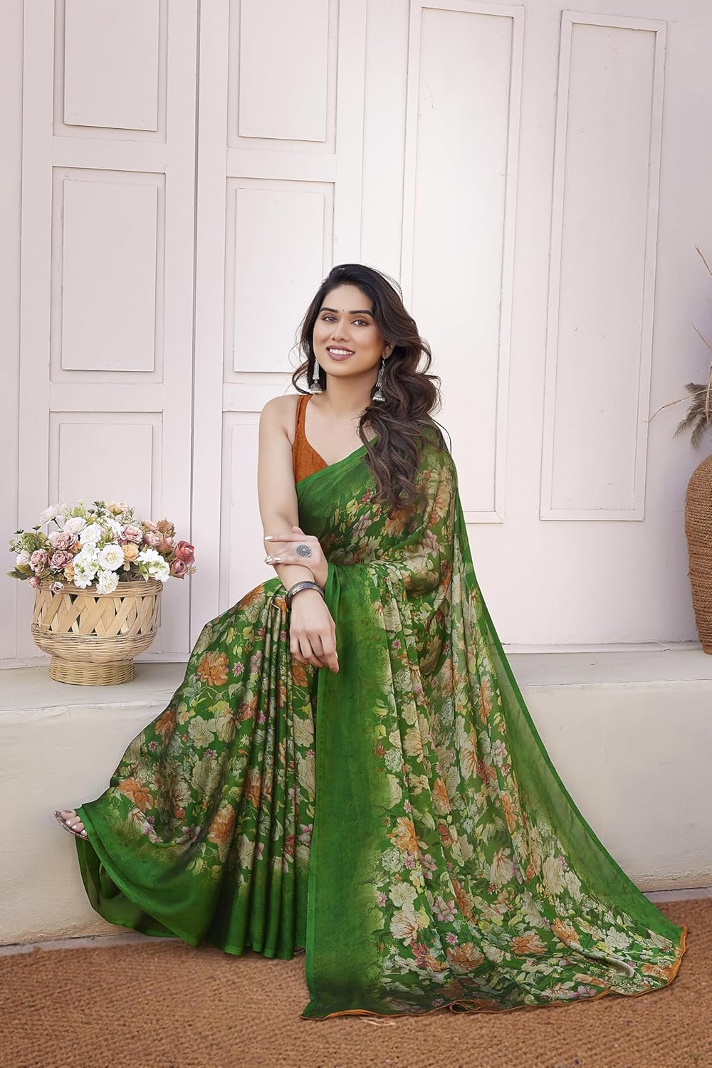 Floral Printed Saree with Blouse Piece