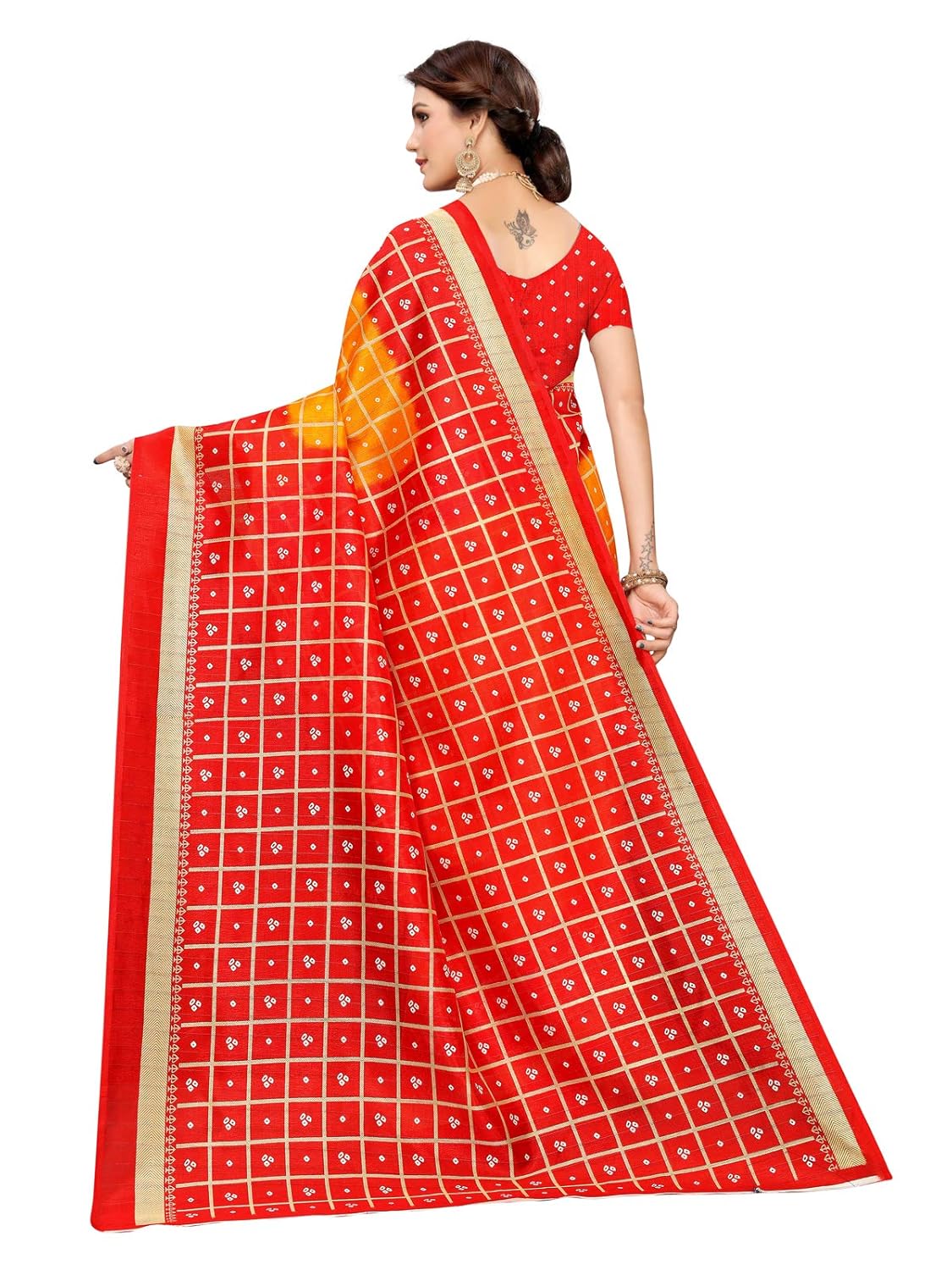 SIRIL Women'S Poly Silk Bandhani Saree With Blouse