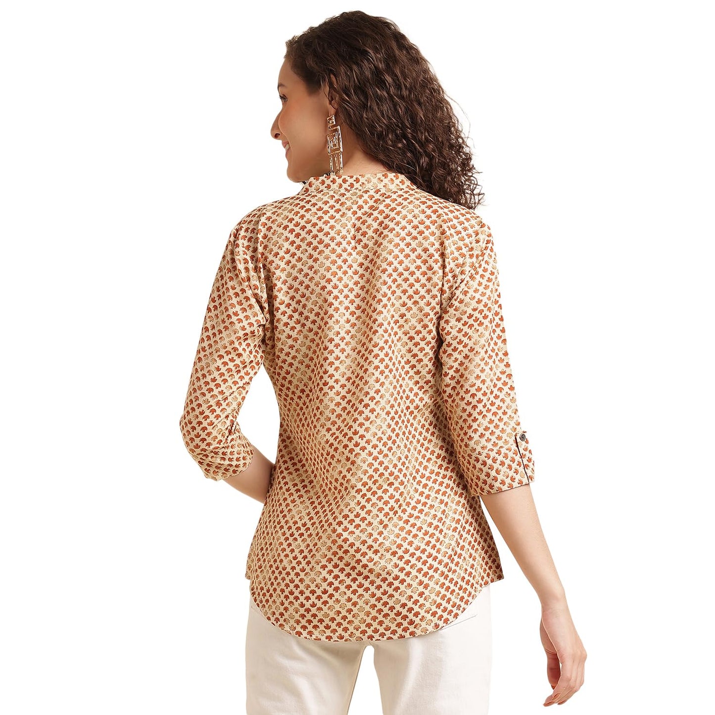 NAINVISH Tops for Women Printed Regular Fit Shirt Top for Women|Tops for Women Stylish Latest|Office Wear Tops for Women|Cotton Blend Tops for Women