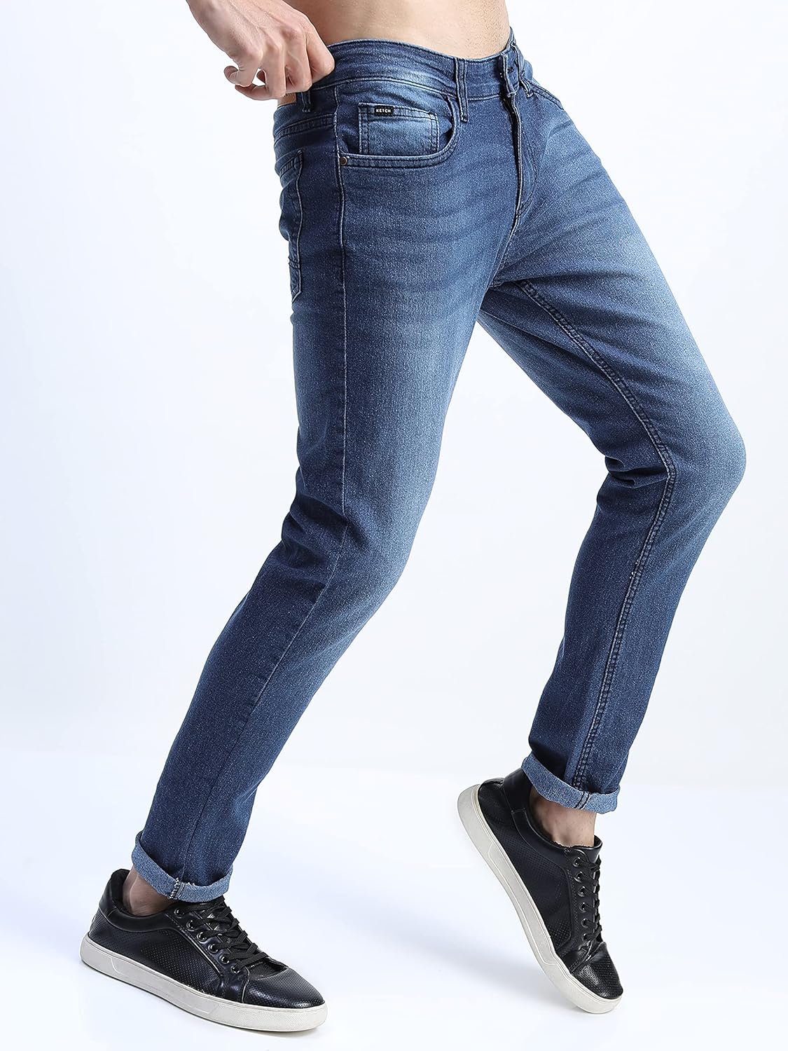 KETCH Men's Slim Fit Mid Rise Jeans (Stretchable)