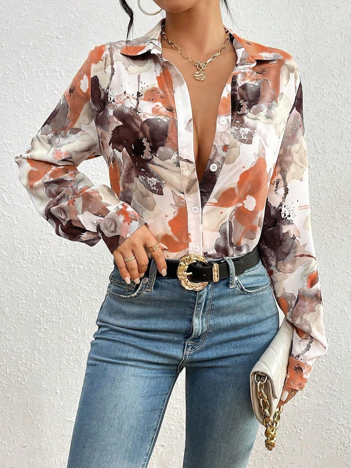 KATECLO Women's Full Sleeve Floral Print Shirt
