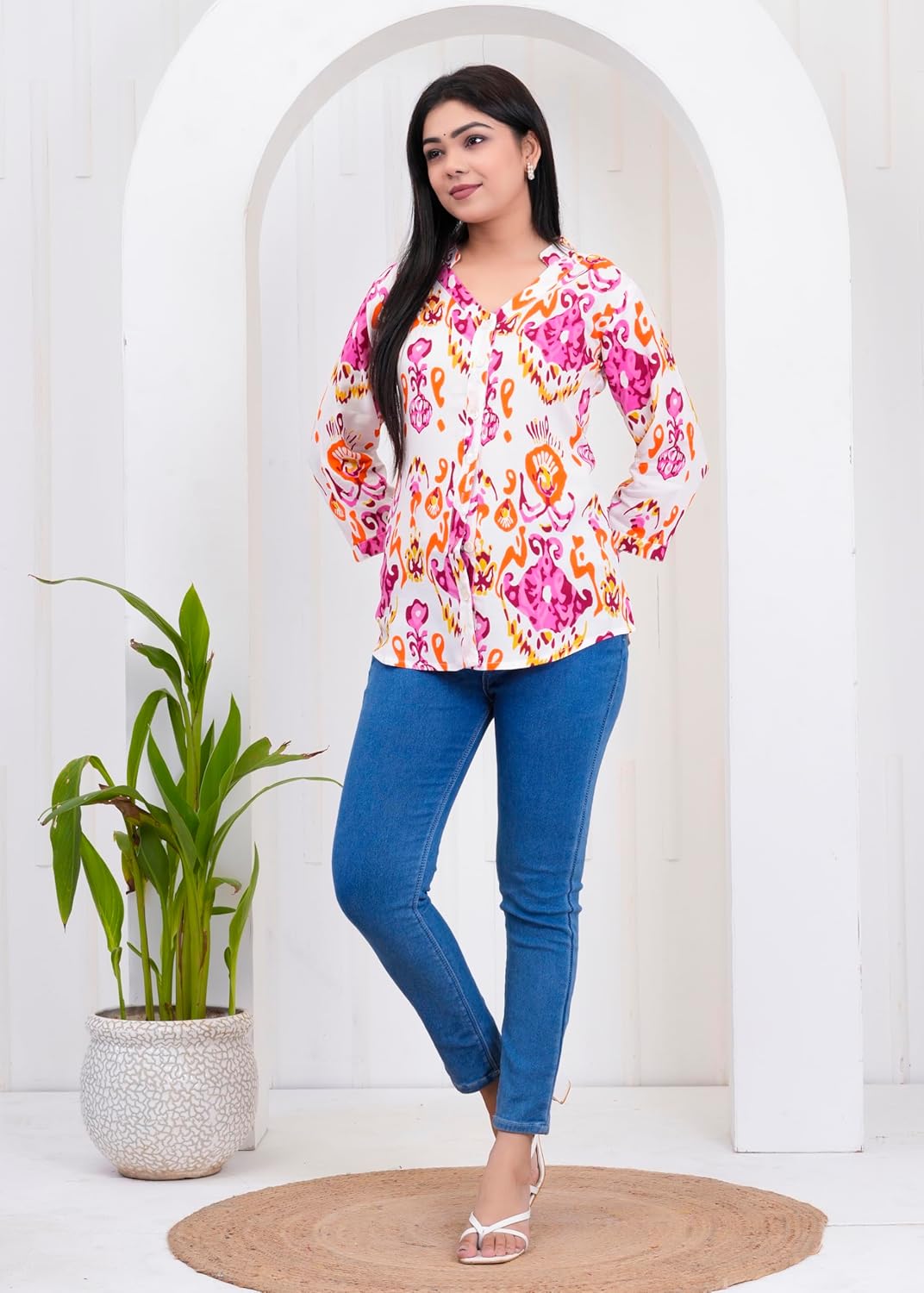 Lamenda Fashions Floral Printed Shirt Style Top