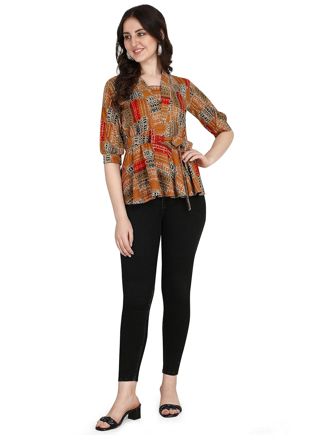 Leriya Fashion Women's Printed Regular Fit Top with Half Sleeves for Office Wear, Casual Wear, Under 399 Top for Women/Girls Top