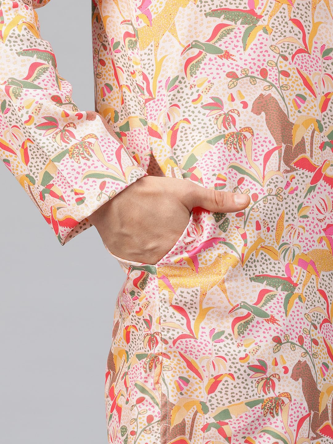 Luxrio Printed Kurta for Men Cotton Blend Linen
