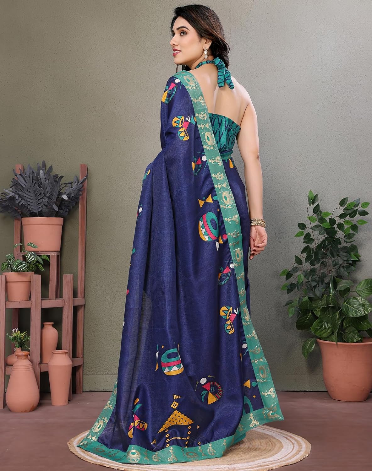 Yashika Women's Printed Kalamkari Art Silk Saree