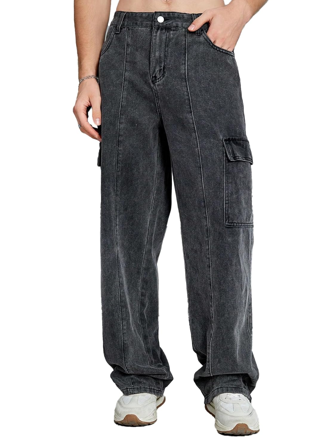 KOTTY Mens's Trendy Denim Cargo Jeans