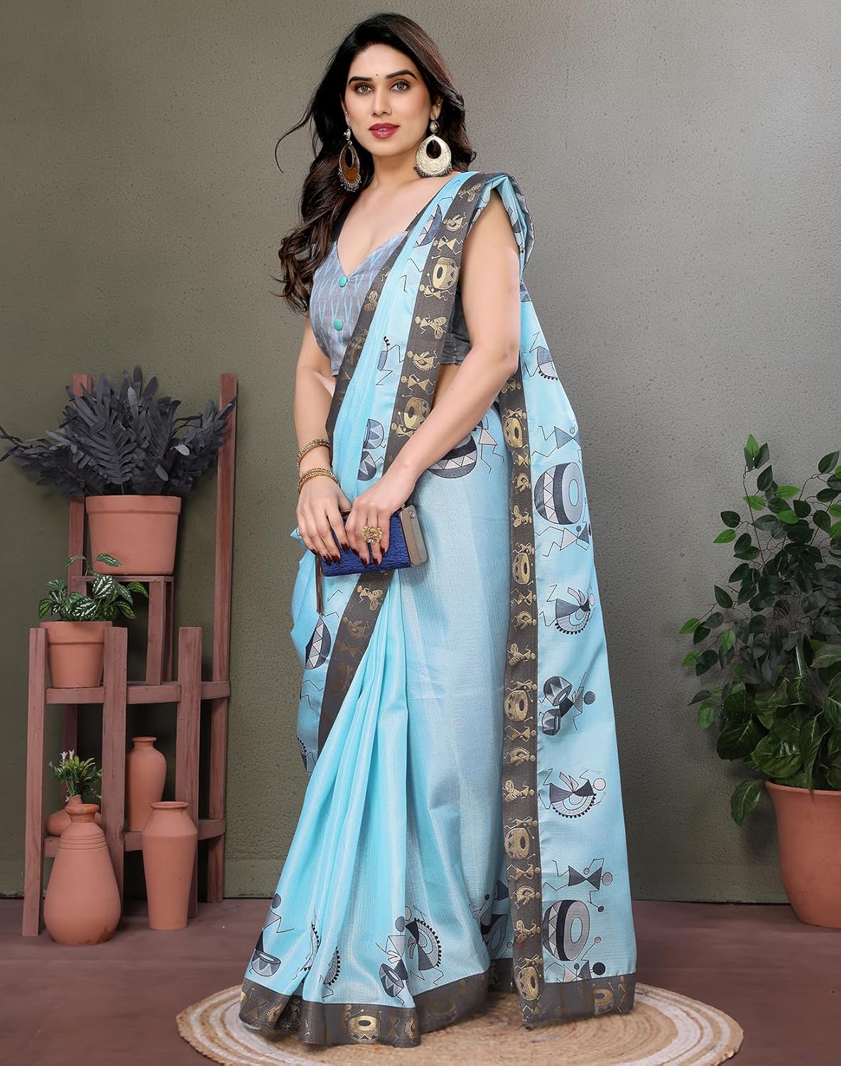 Yashika Women's Printed Kalamkari Art Silk Saree