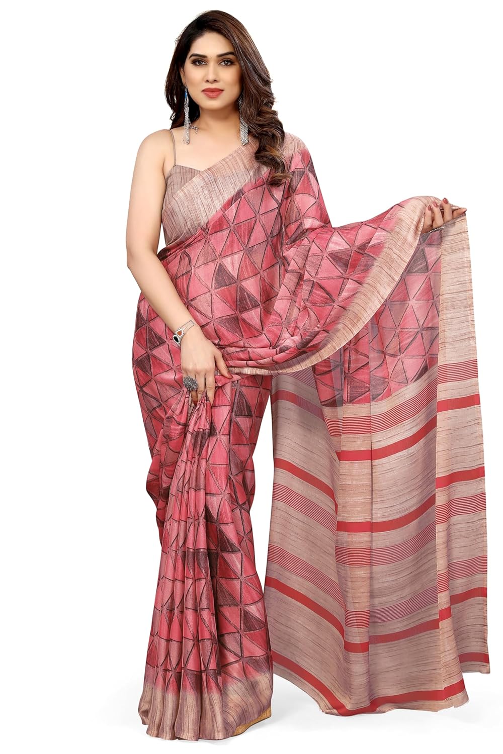 Women's Chiffon Printed Saree with BlousePiece