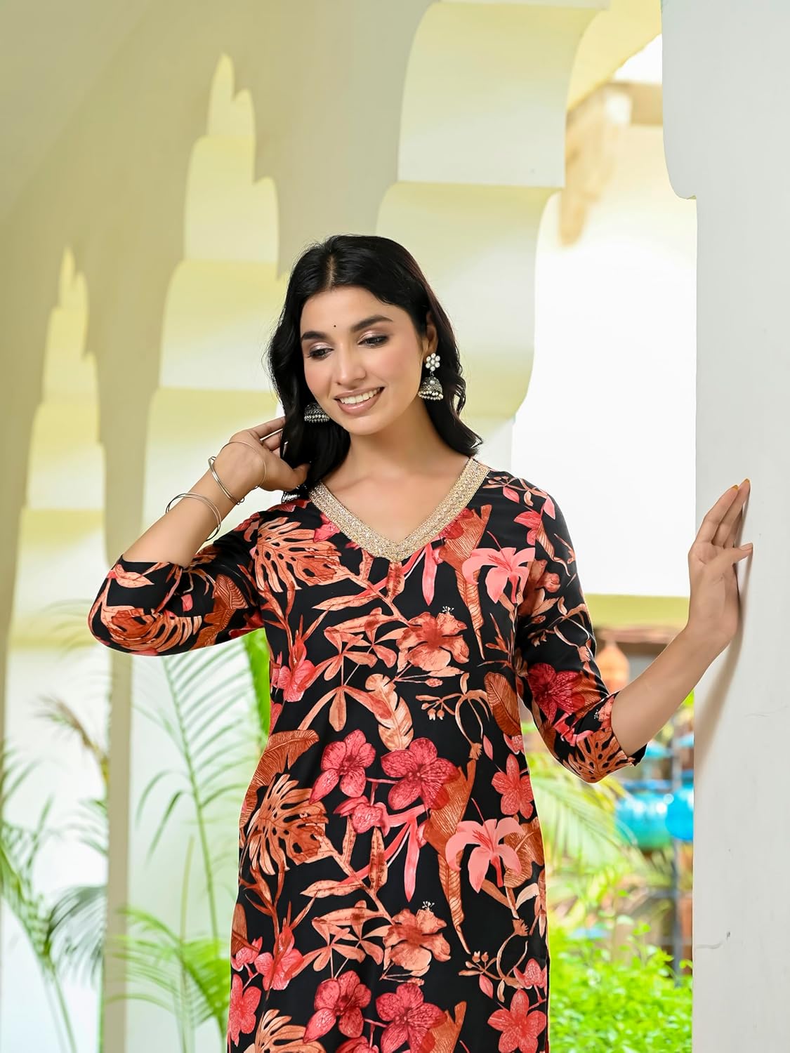 ANNI DESIGNER Women's Rayon Blend Kurta with Palazzo