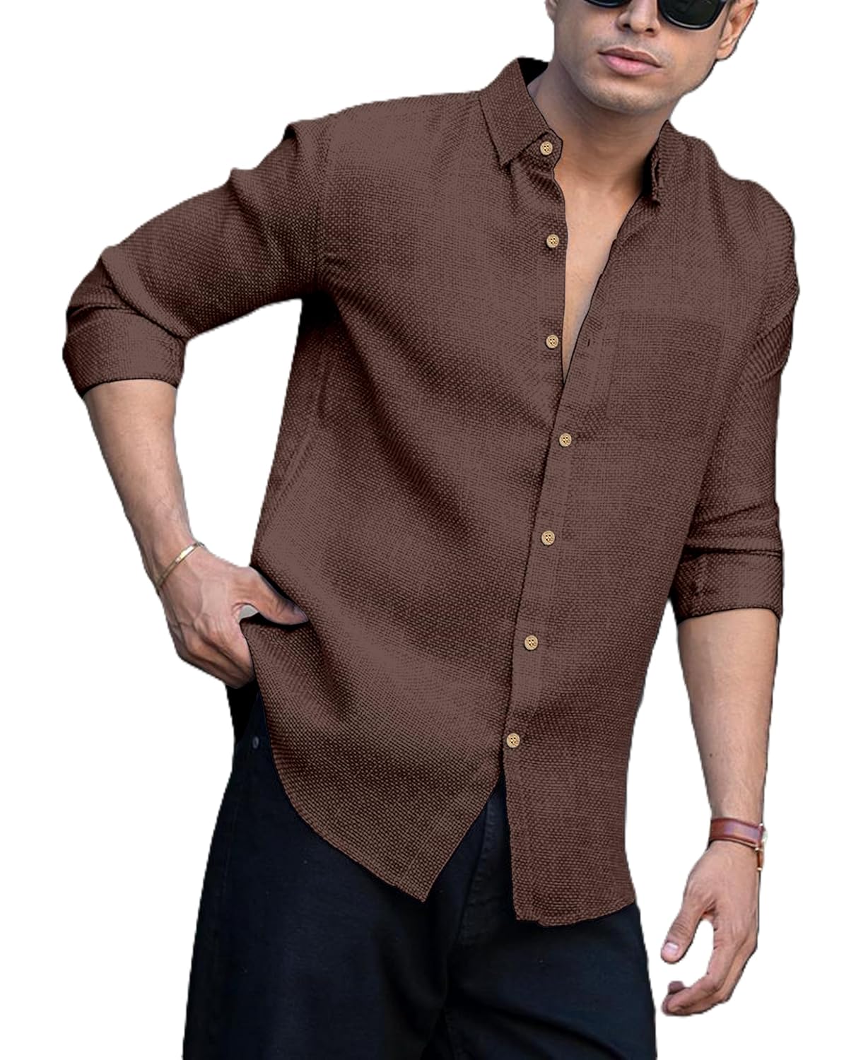 RAIZAX Men Linen Cotton Full Sleeve Shirt for Man