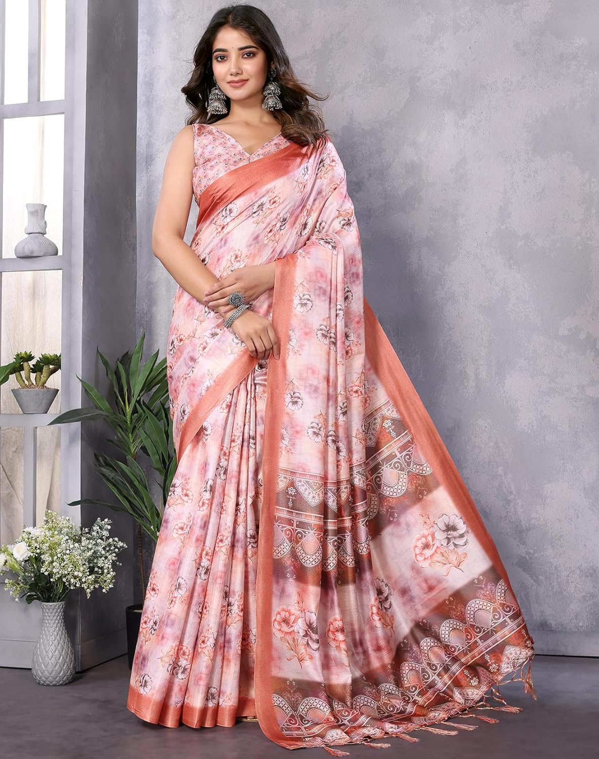 Print Art Silk Cotton Saree t Ethnic Wear for Festive