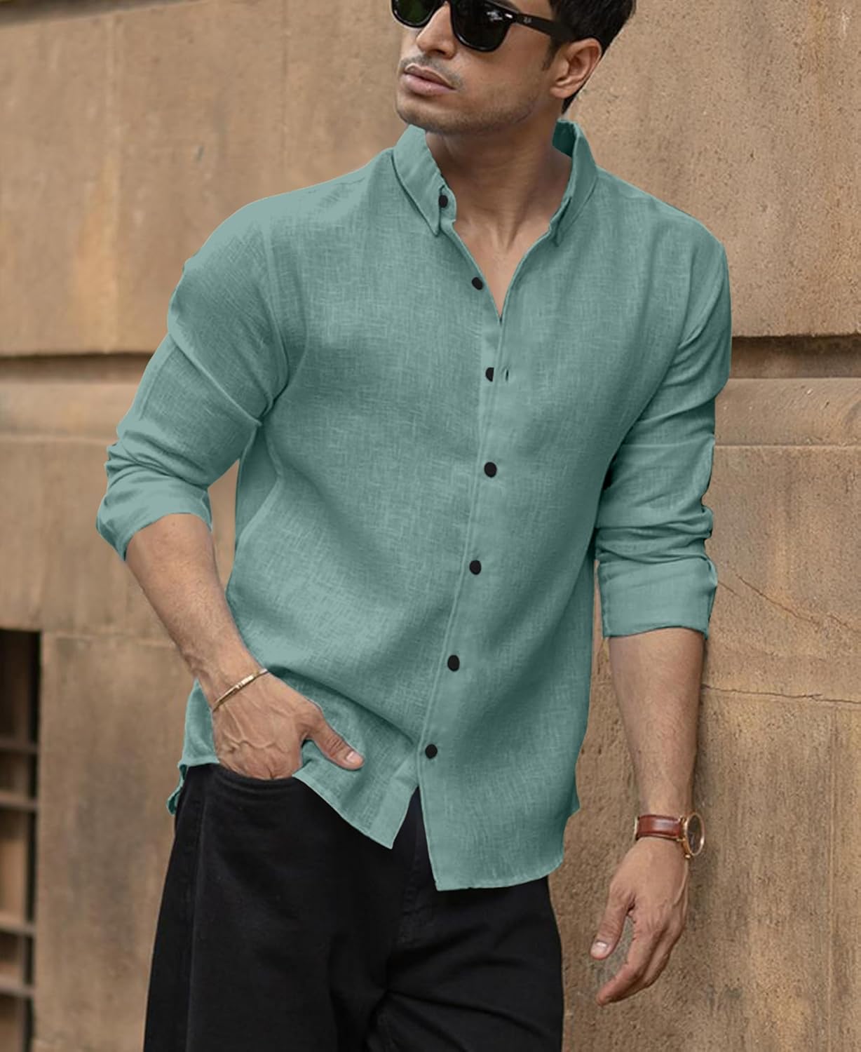 Men's Solid Linen Cotton Shirt | Casual | Plain