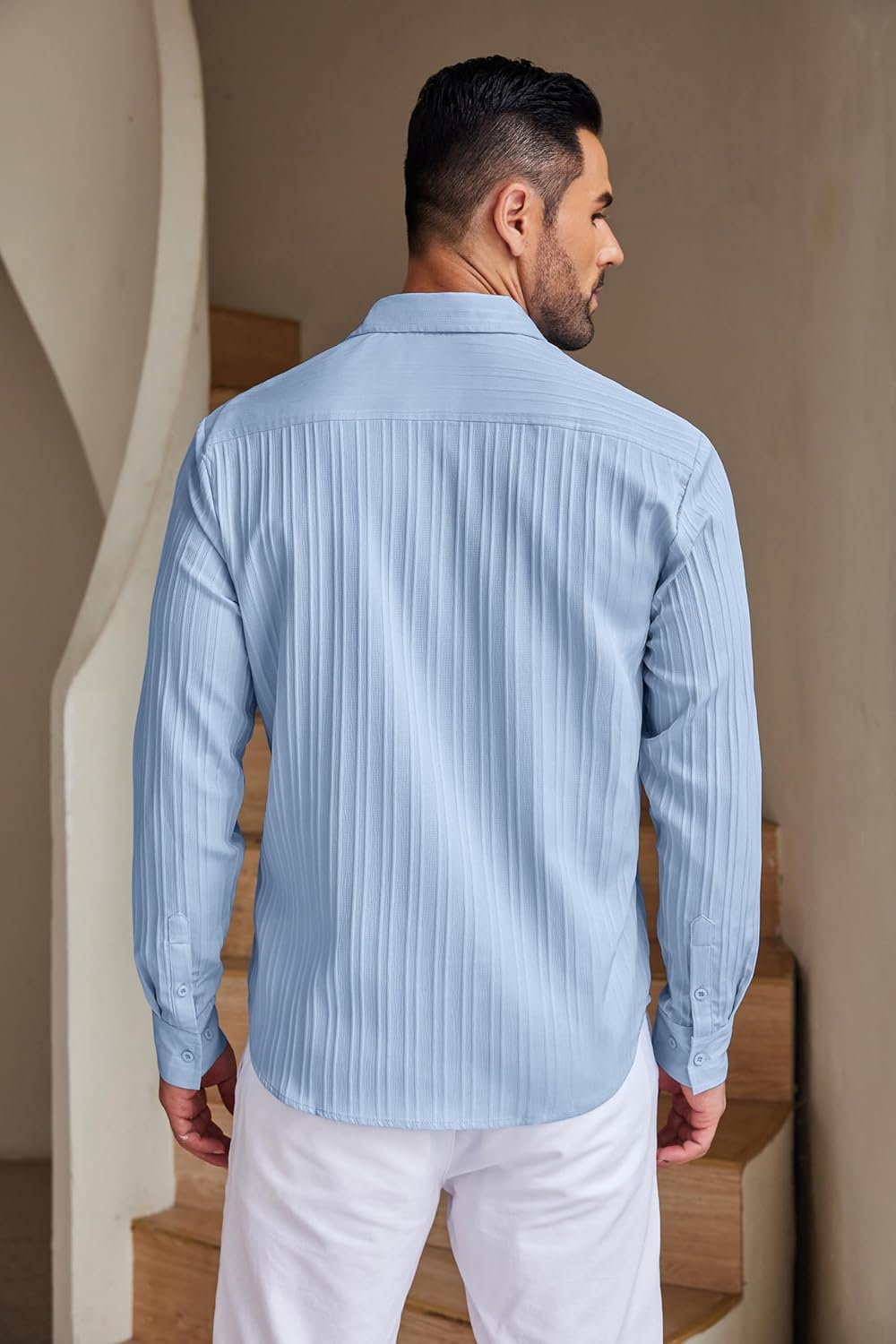 DEELMO Men's Casual Button Down Shirts Long Sleeve