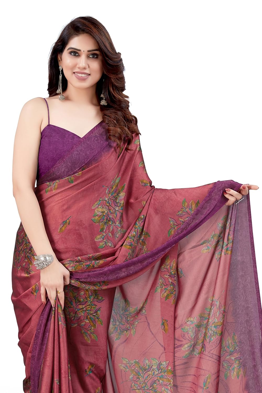 Women's Stylish Chiffon Print Saree with Blouse Piece