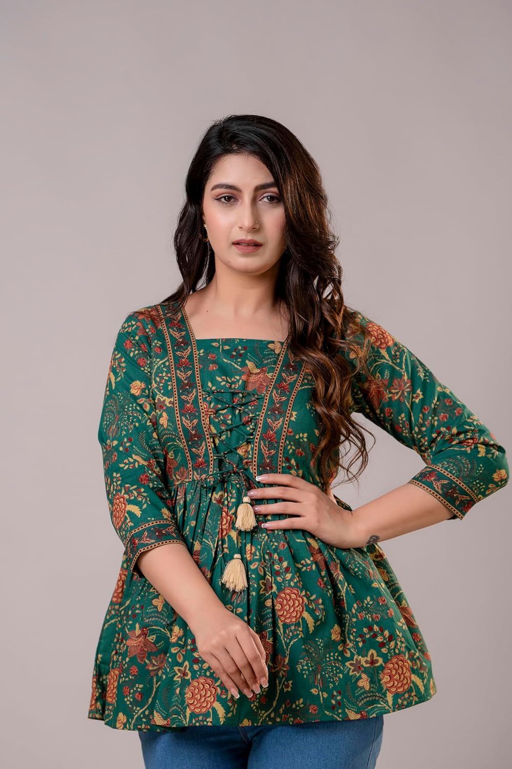 FASHION YANTRA Womens Printed Embroidery Top