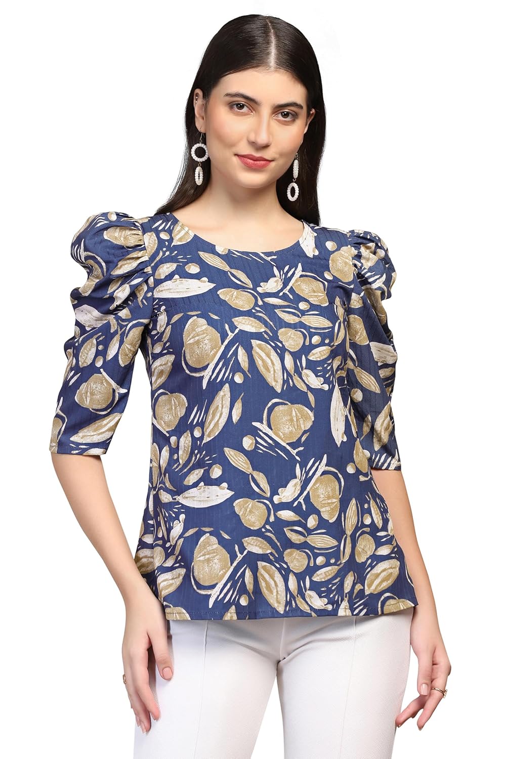 Fashion Dream Woman's Cotton Blend Abstract Printed Regular Fit Top - Casual Stylish Top for Women