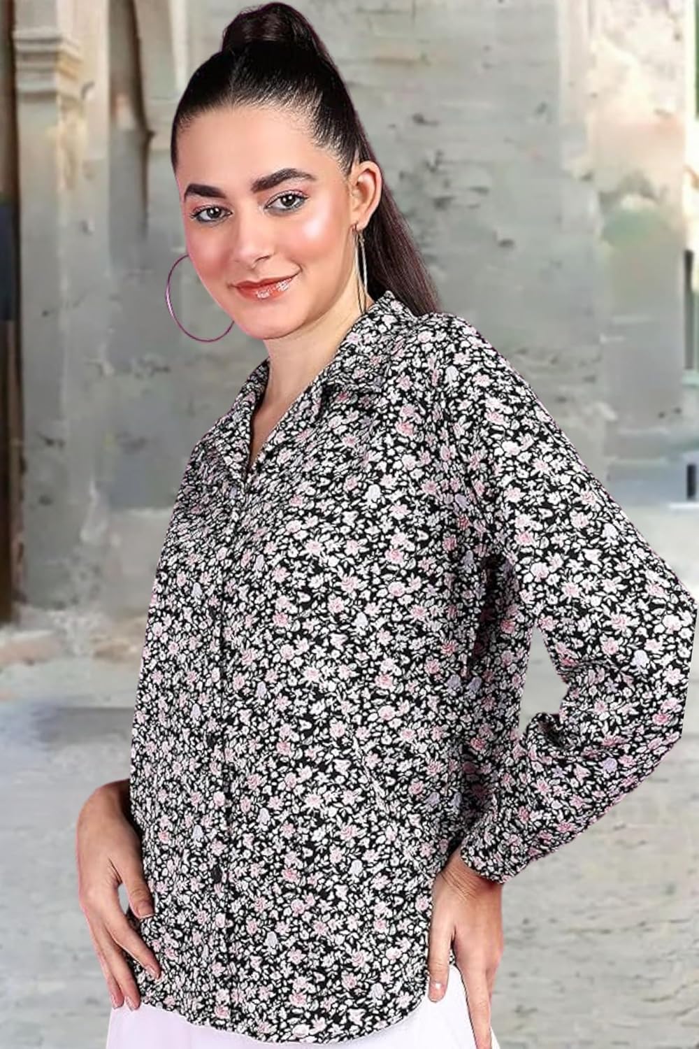 POPWINGS Printed Full-Sleeves Regular-Fit Polyester