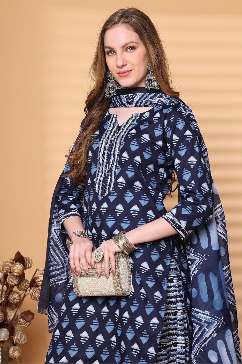 Rajnandini Women's Cotton Blend Salwar Suit Set
