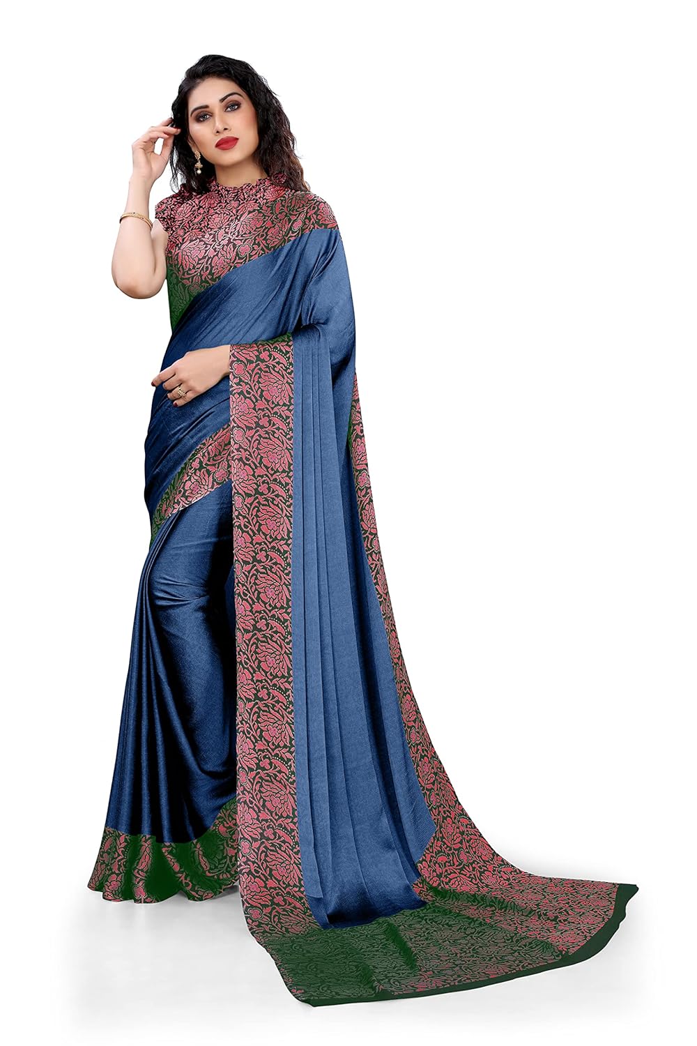 Women's Design Printed Saree with Blouse Piece
