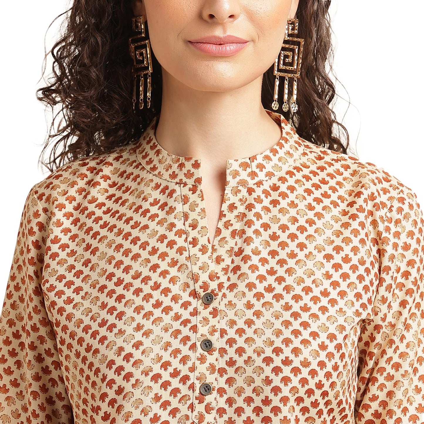 NAINVISH Tops for Women Printed Regular Fit Shirt Top for Women|Tops for Women Stylish Latest|Office Wear Tops for Women|Cotton Blend Tops for Women