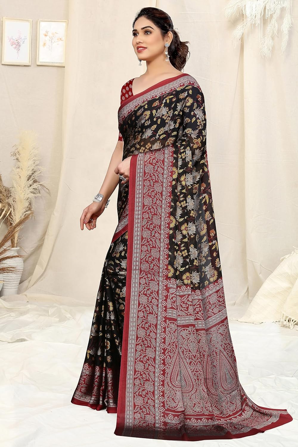 Women's Printed Saree with Blouse Piece