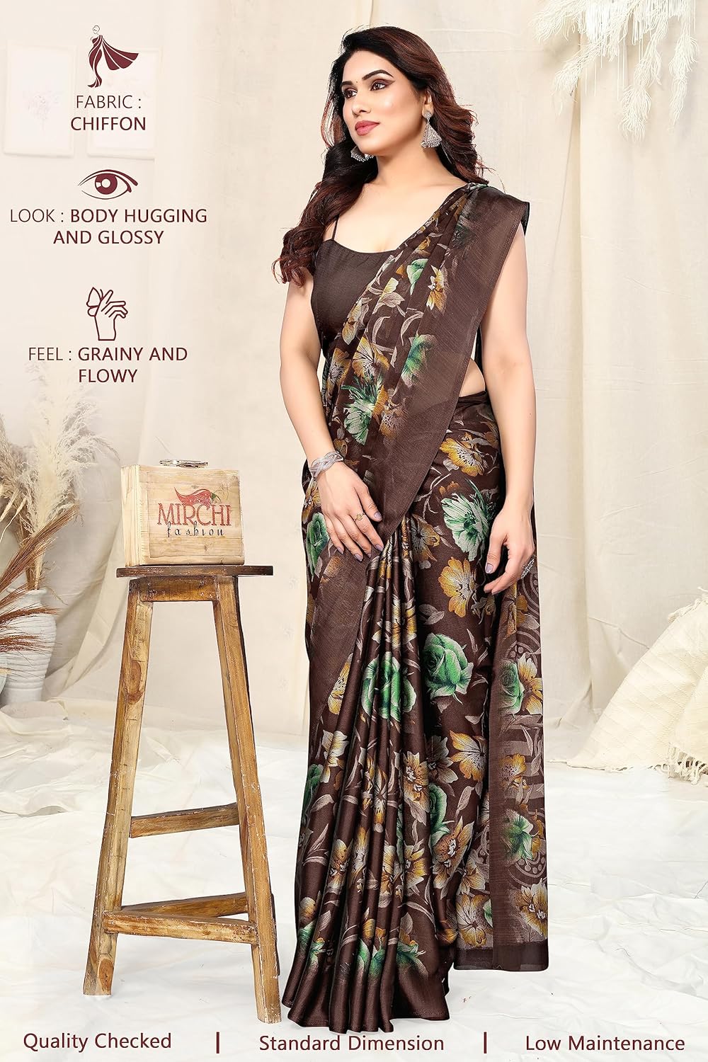 Women's Printed Saree with Blouse Piece