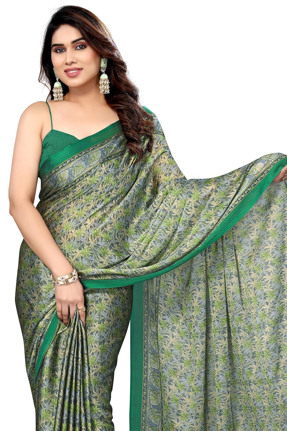 Women's Chiffon Floral Printed Saree with Blouse Piece