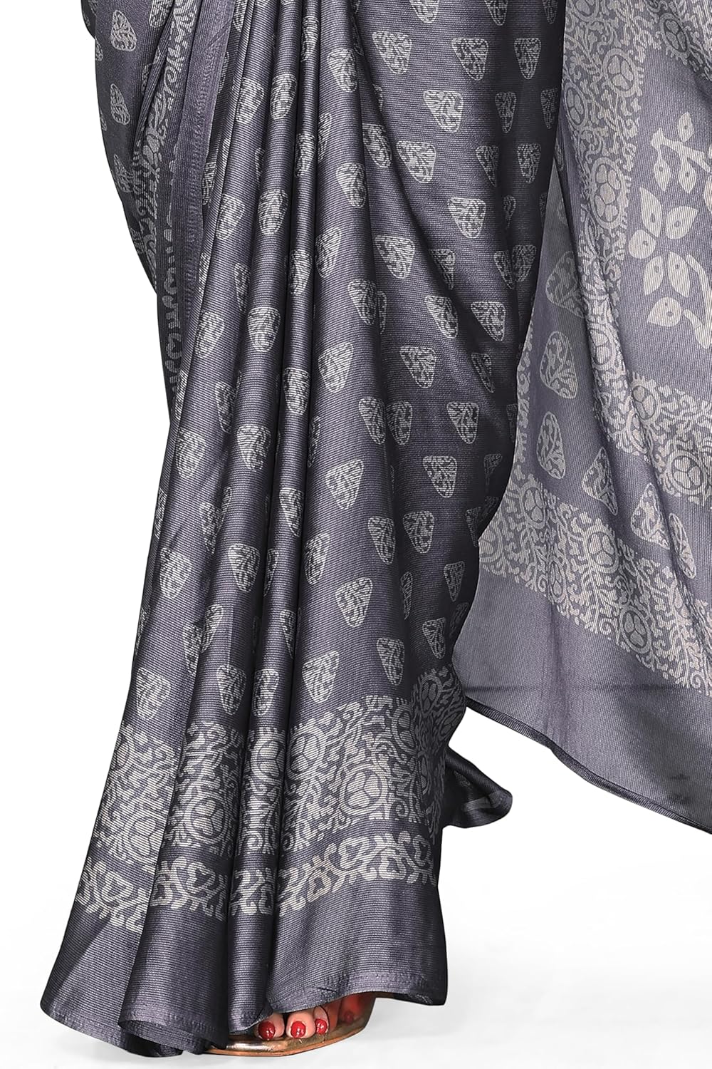 Women's Chiffon Block Printed Saree with Blouse Piece