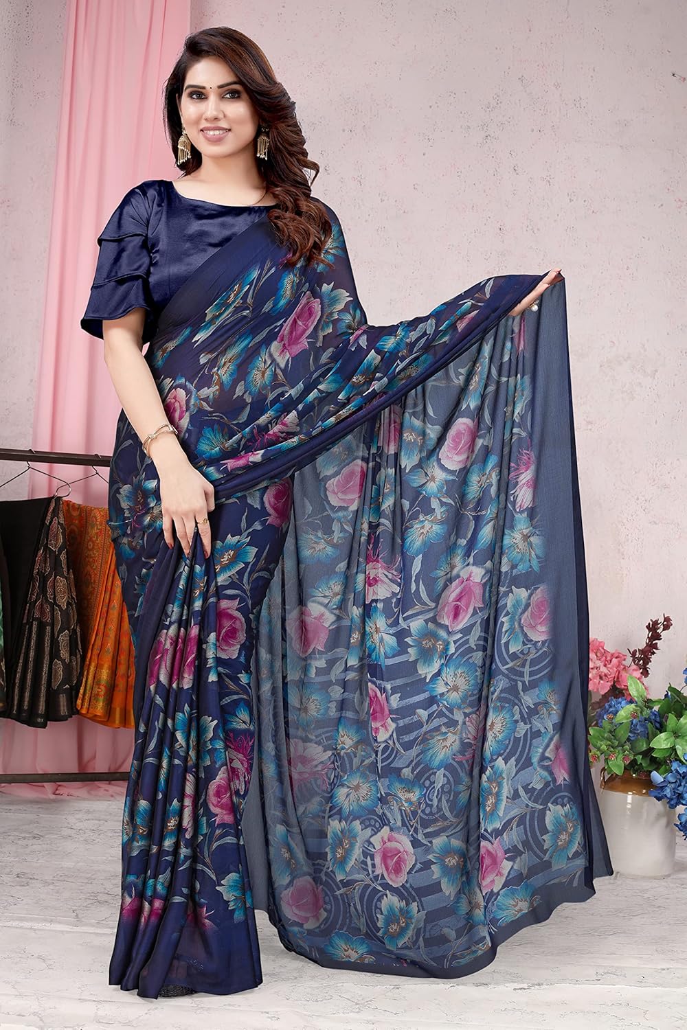 Women's Printed Saree with Blouse Piece