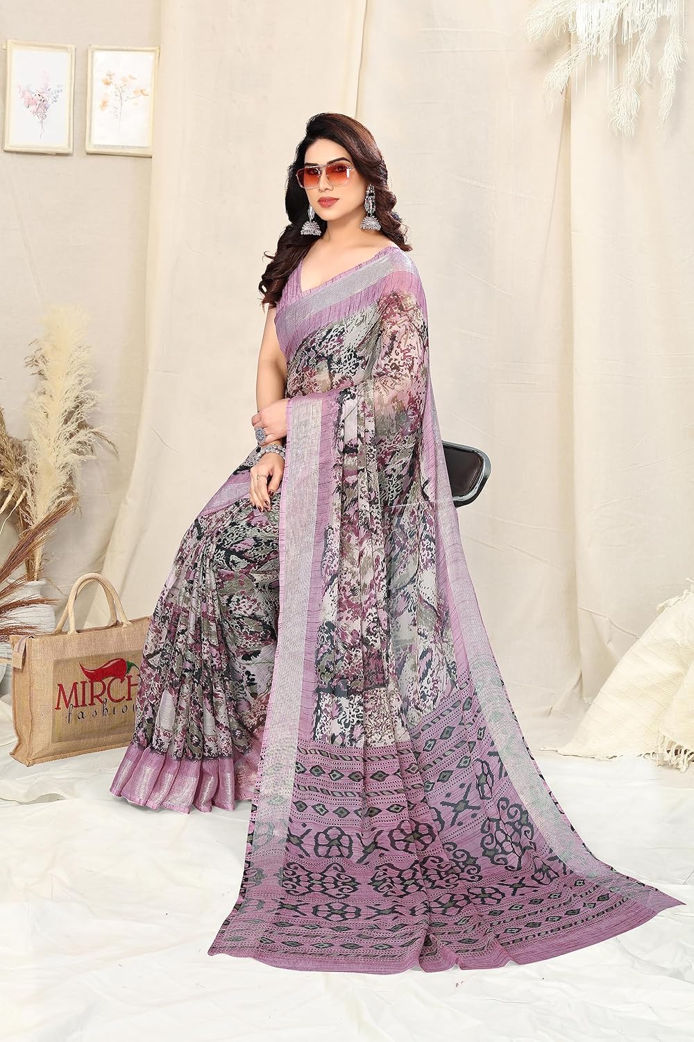 MIRCHI FASHION Women's Saree with Blouse Piece