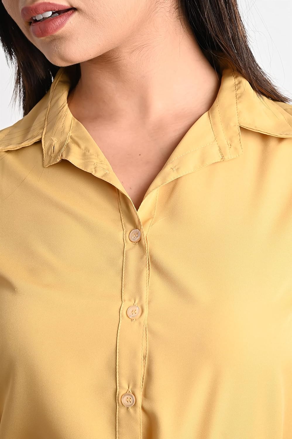 GM SARA Women's Polyester Stylish Regular Fit Button Down Plain Solid Formal Casual Shirts for Women Office Wear