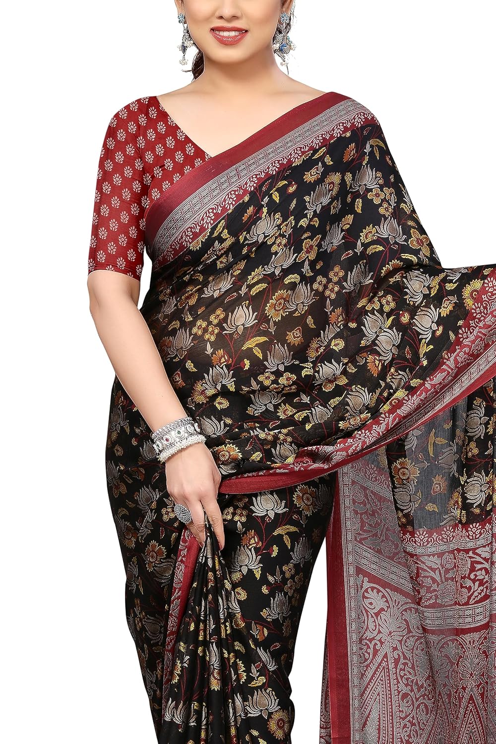 Women's Printed Saree with Blouse Piece