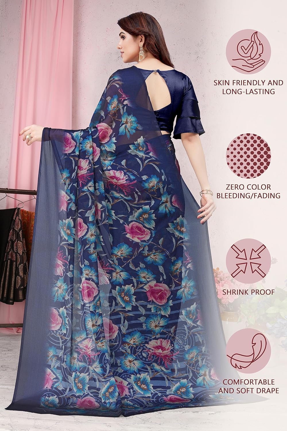 Women's Printed Saree with Blouse Piece