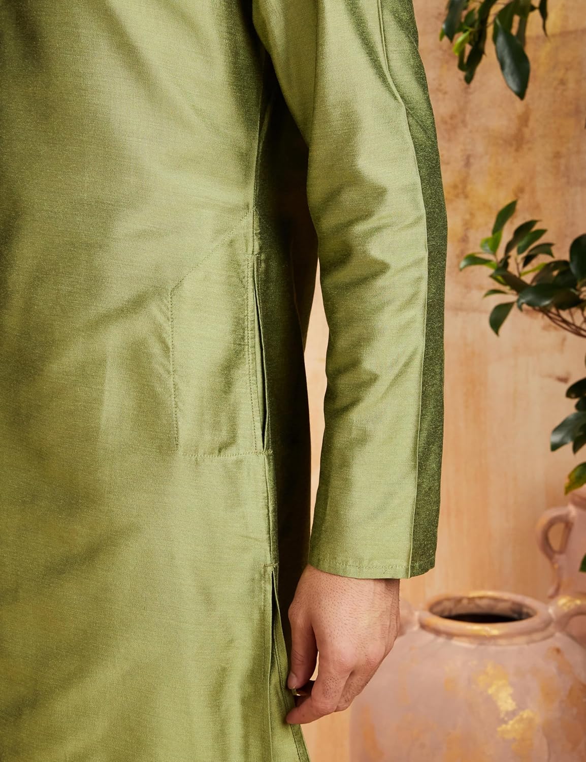 Symbol Men's Rayon Blend Festive Solid Long Kurta (Regular Fit)