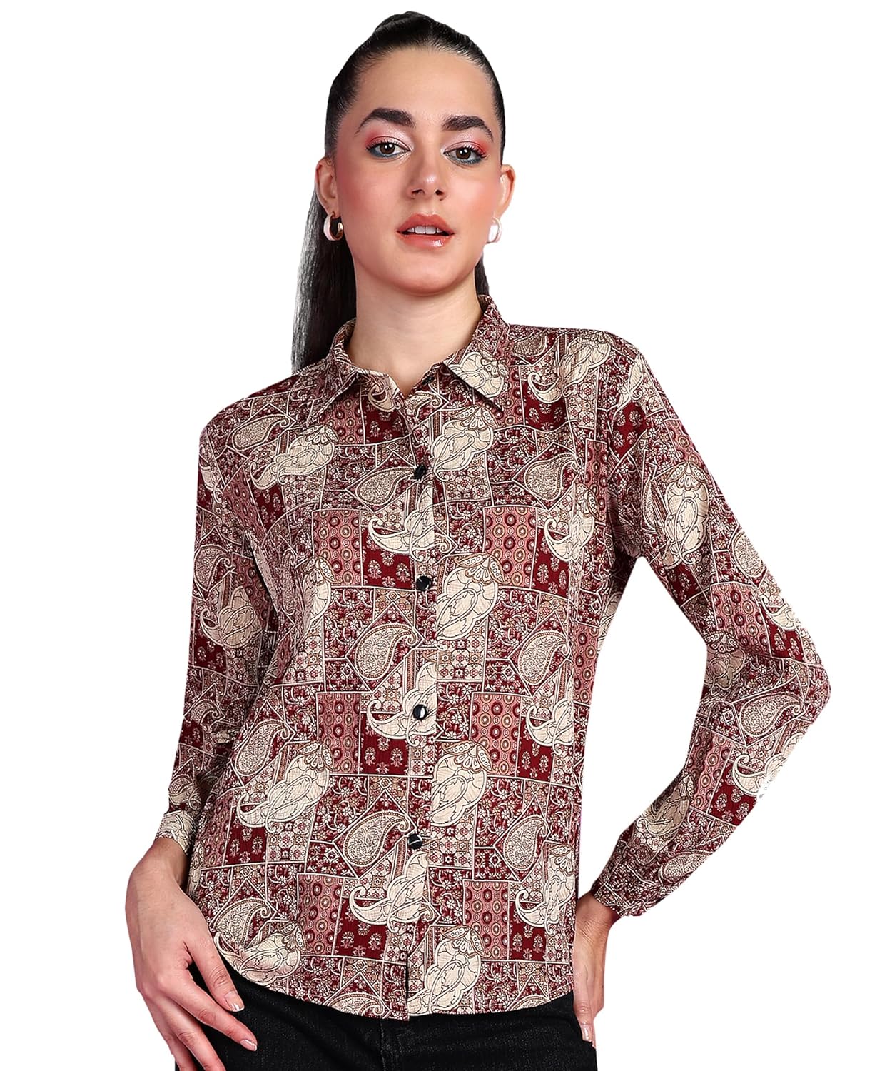 POPWINGS Printed Full-Sleeves Regular-Fit Polyester