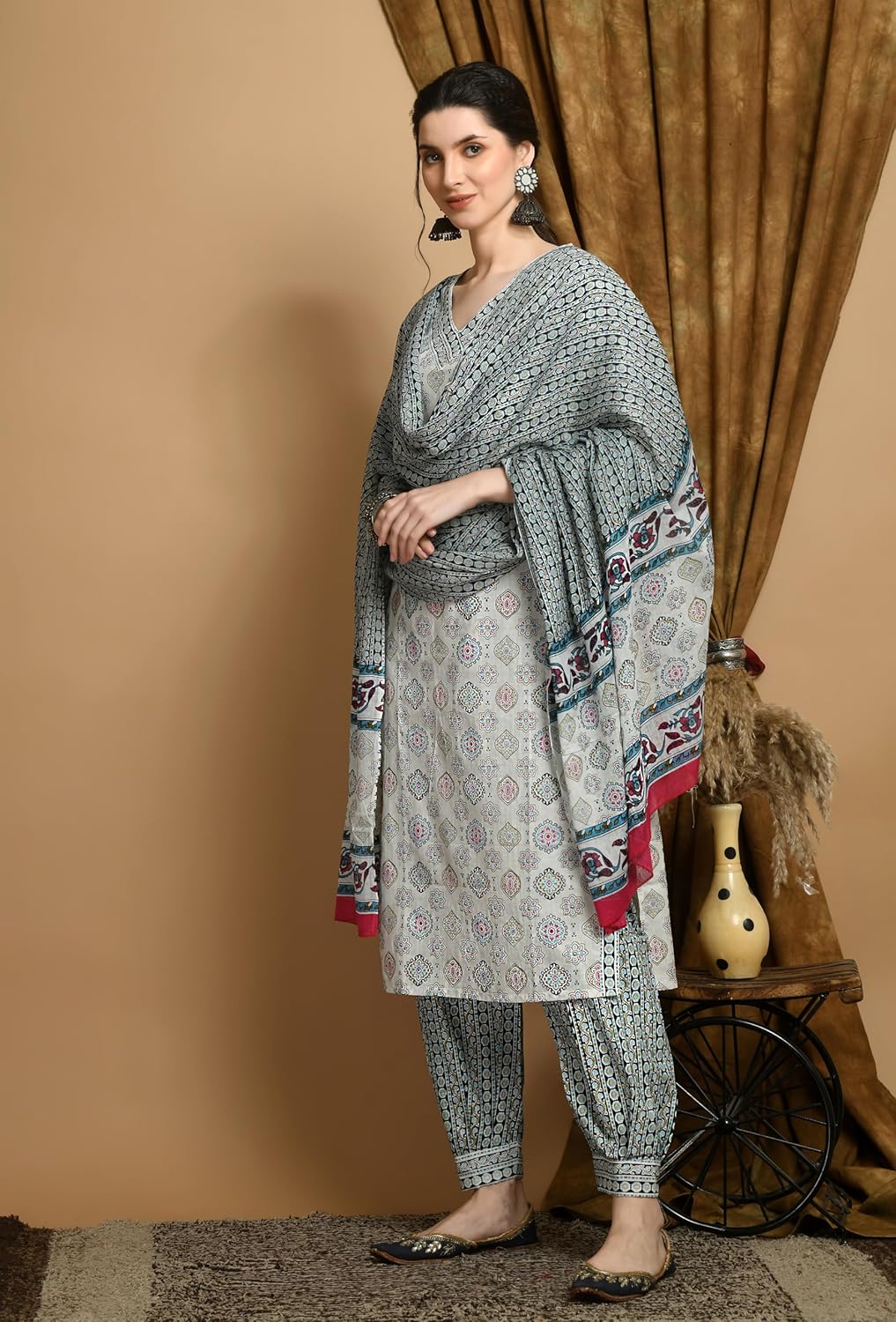 BHOOLFT Cotton Rayon Afghan Floral Print Kurta