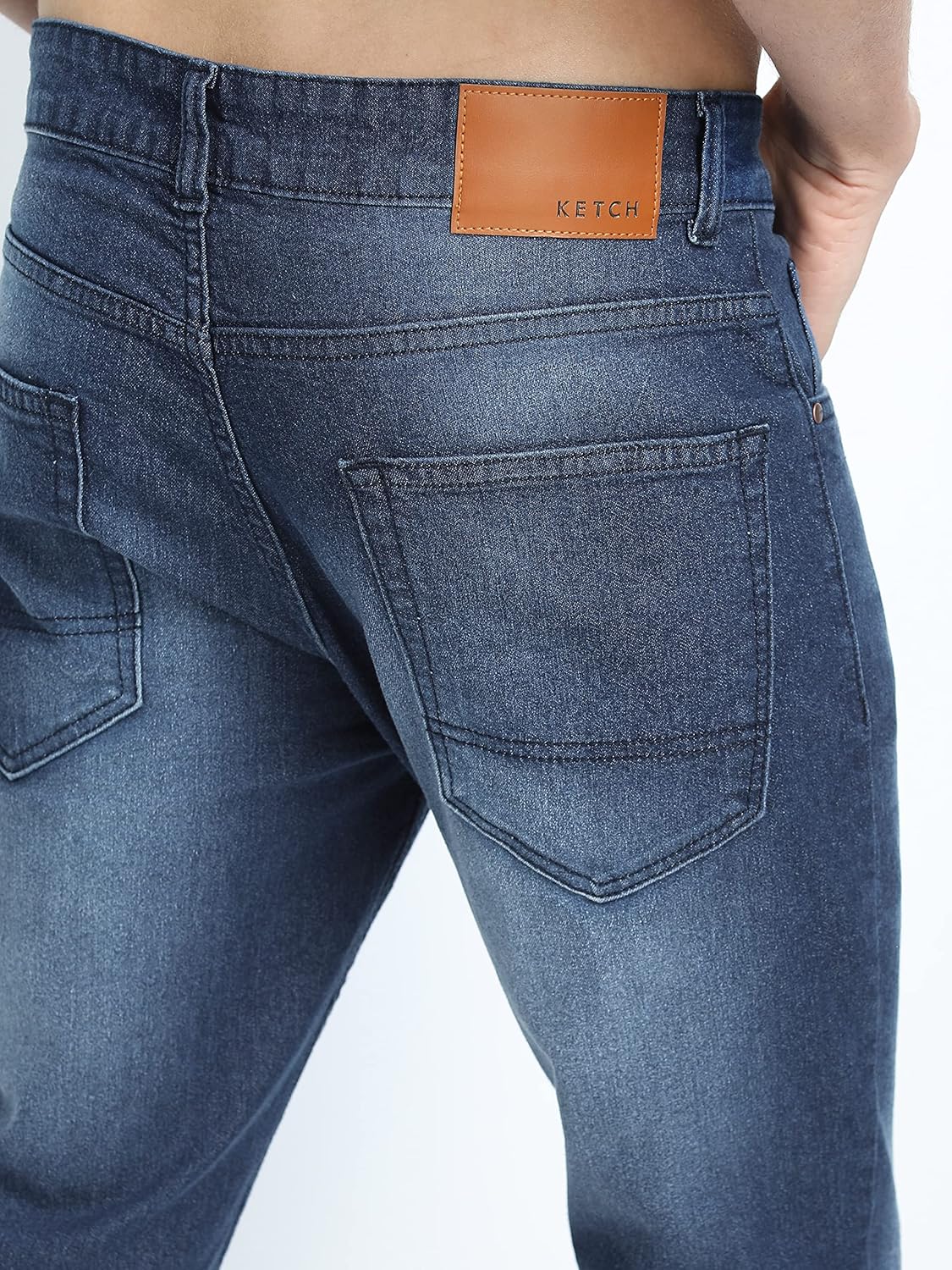 KETCH Men's Tapered Fit Mid Rise Jeans