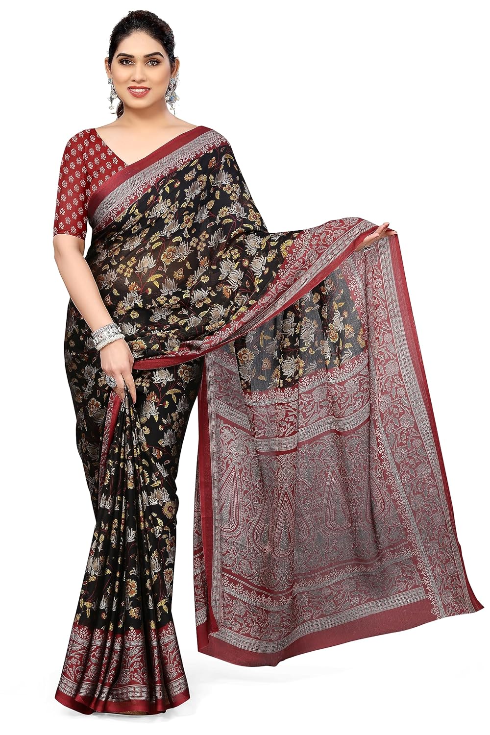 Women's Printed Saree with Blouse Piece