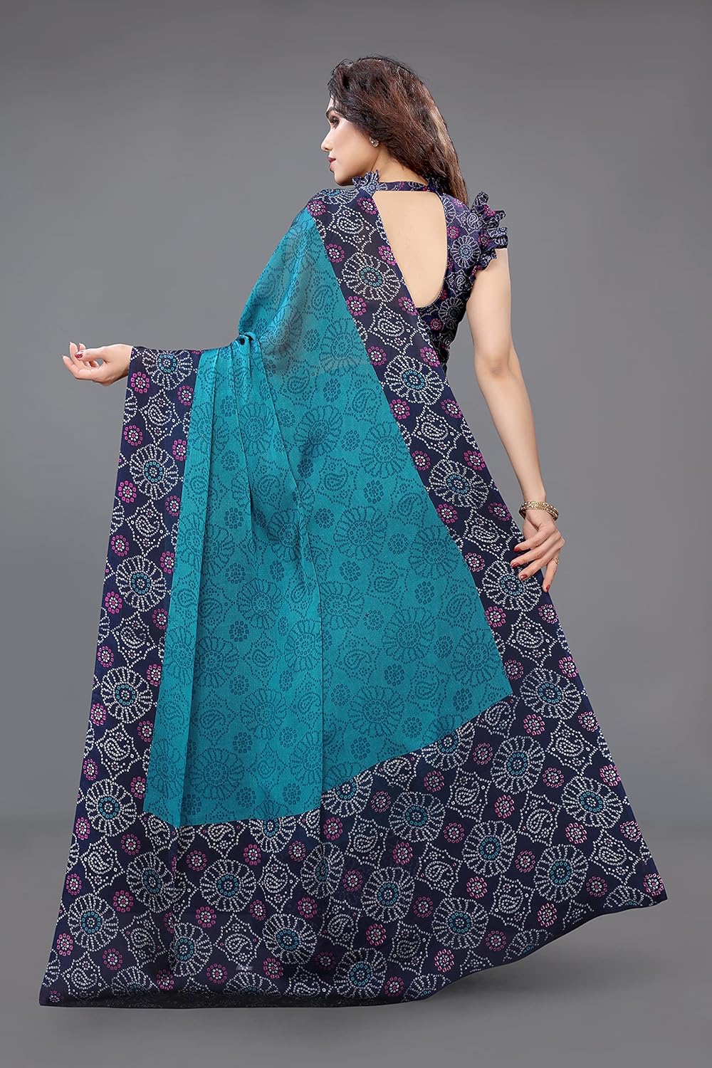 Women's Design Printed Saree with Blouse Piece