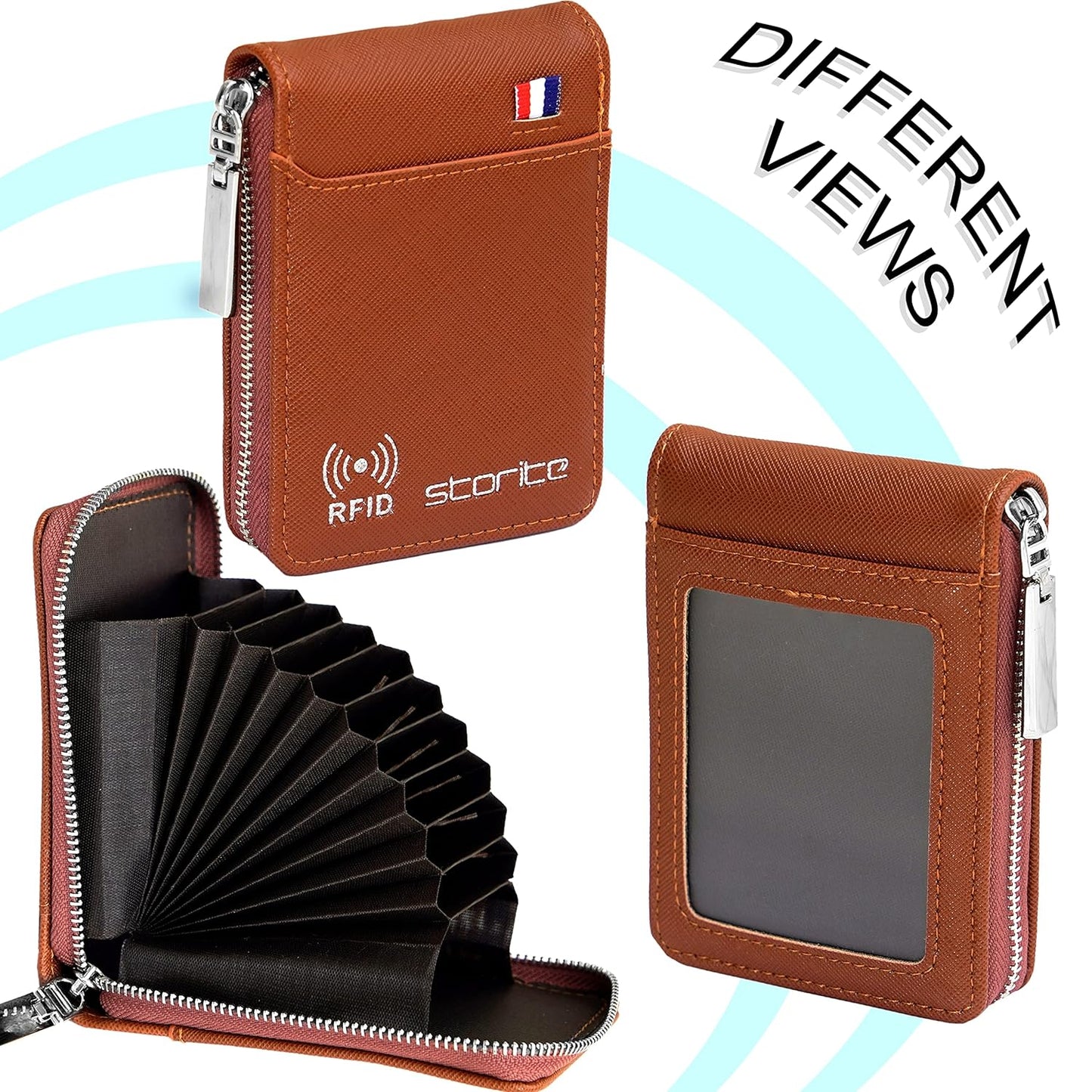 Storite PU Leather 9 Slot Vertical Credit Debit Card