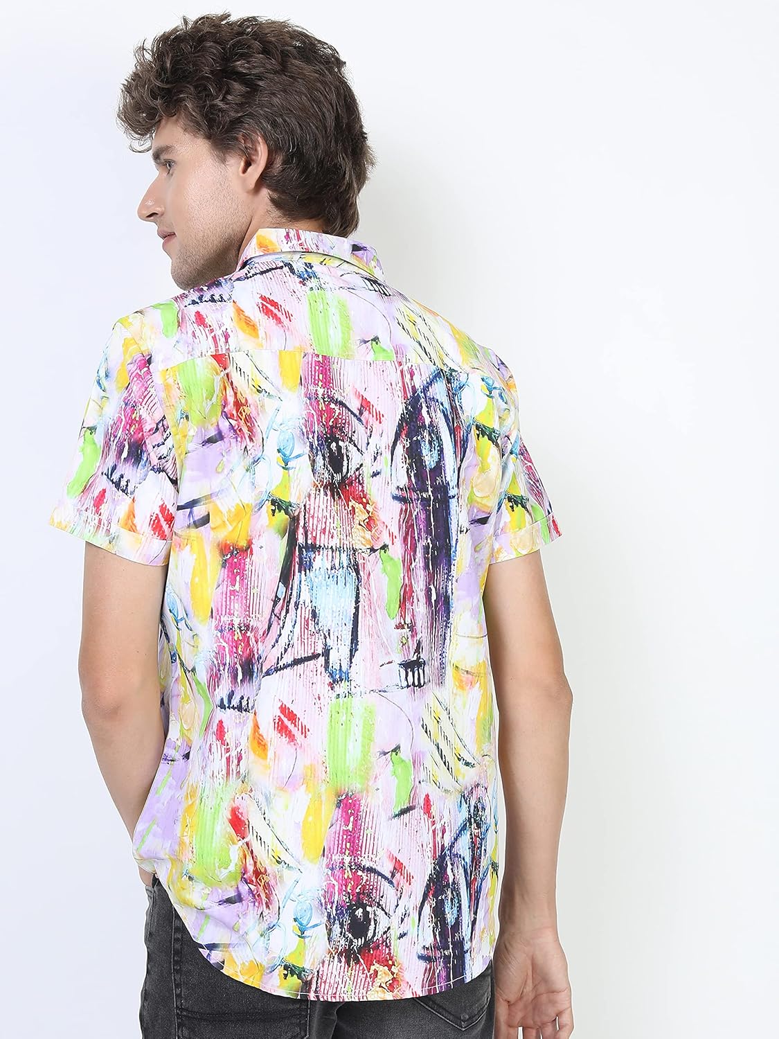 KETCH Men Cotton Slim Fit Printed Half Sleeve Shirt