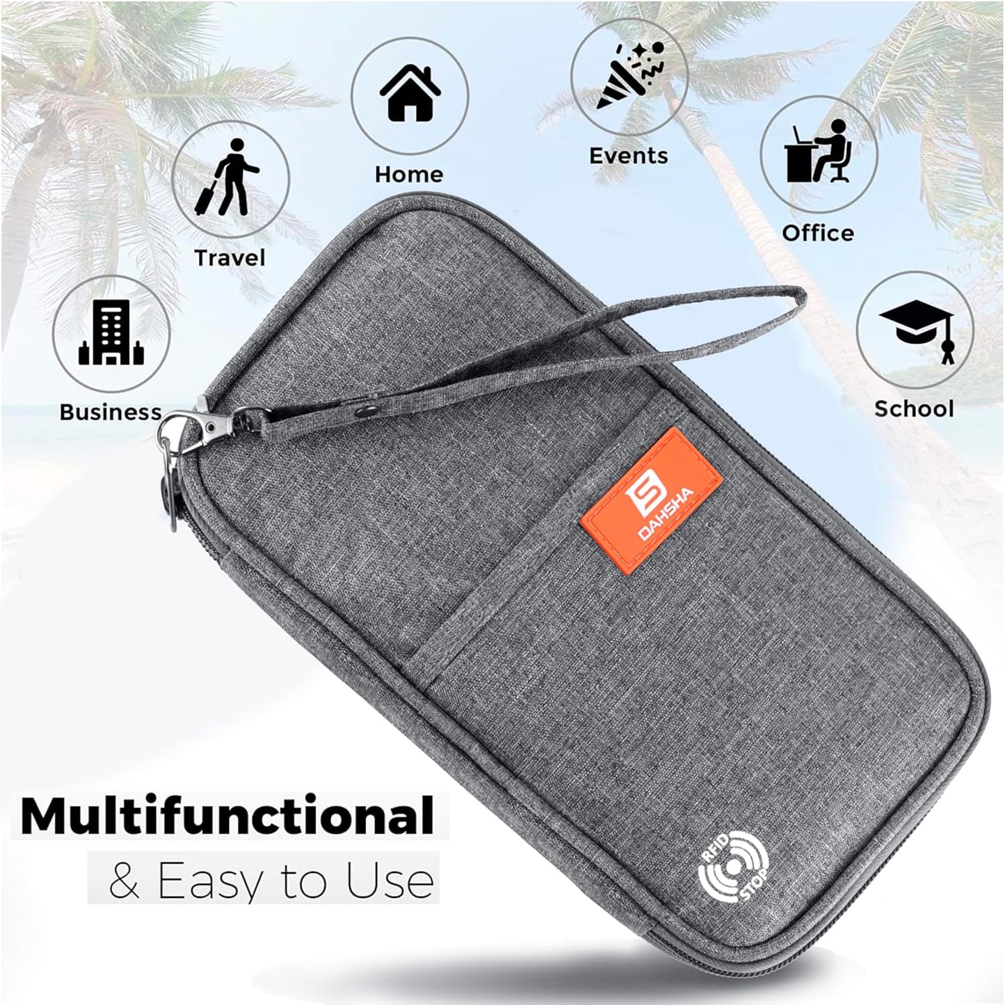 DAHSHA Fabric Travel Family Passport Holder Card