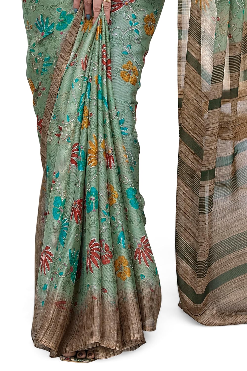 FASHION Floral Printed Saree with Blouse Piece